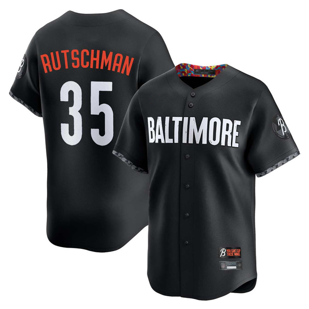 Punc B.Orioles #35 Adley Rutschman Black City Connect Limited Home Game Stitched Jerseys