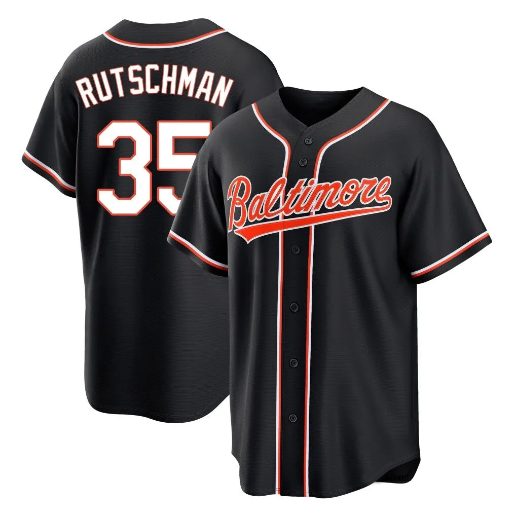 Punc B.Orioles #35 Adley Rutschman Black Out Home Game Stitched Jerseys