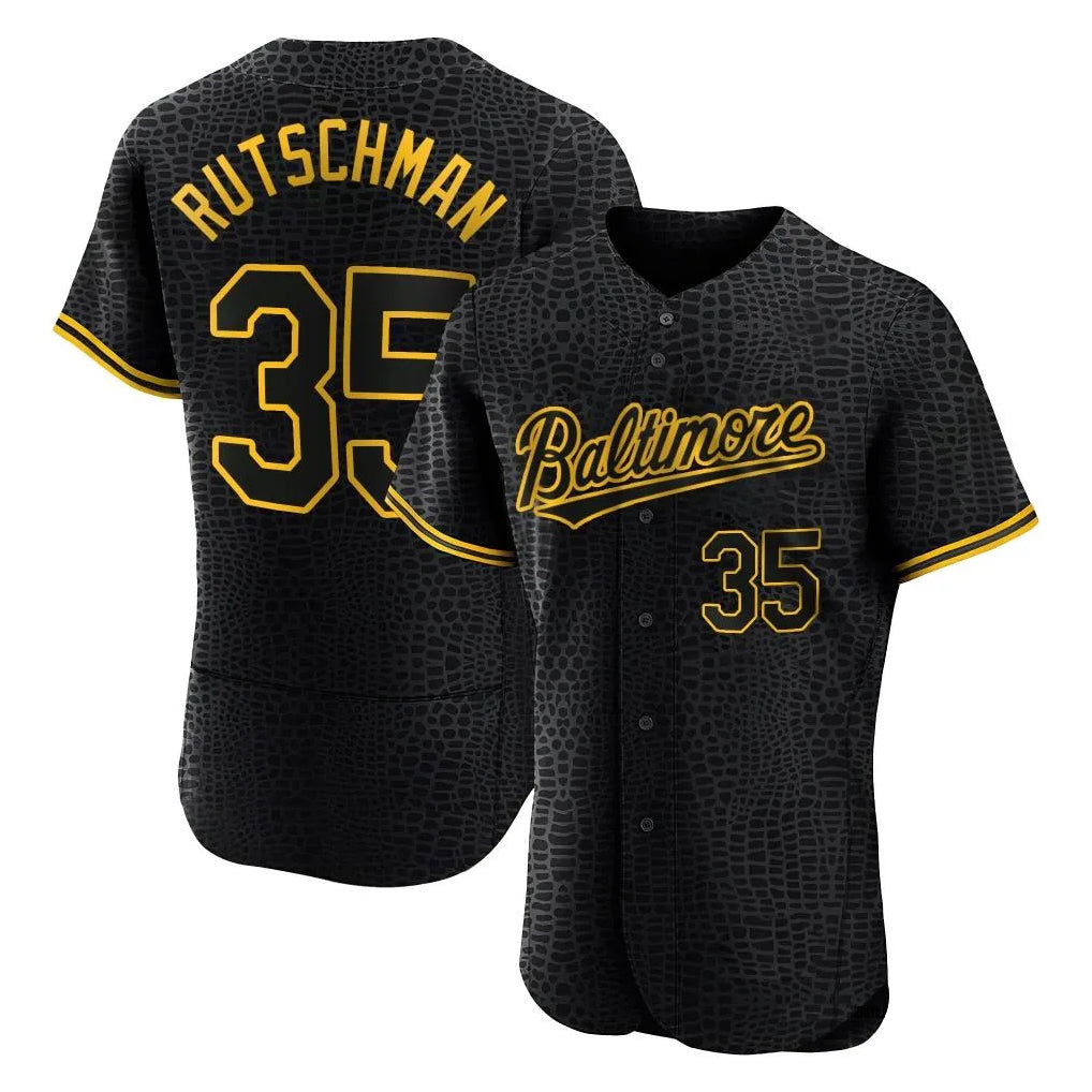 Punc B.Orioles #35 Adley Rutschman Black Snake Skin City Limited Elite Home Stitched Jerseys