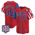 Punc B.Orioles #35 Adley Rutschman Red USA 250 Independence Day Vapor Premier Limited Home Game Stitched Jerseys