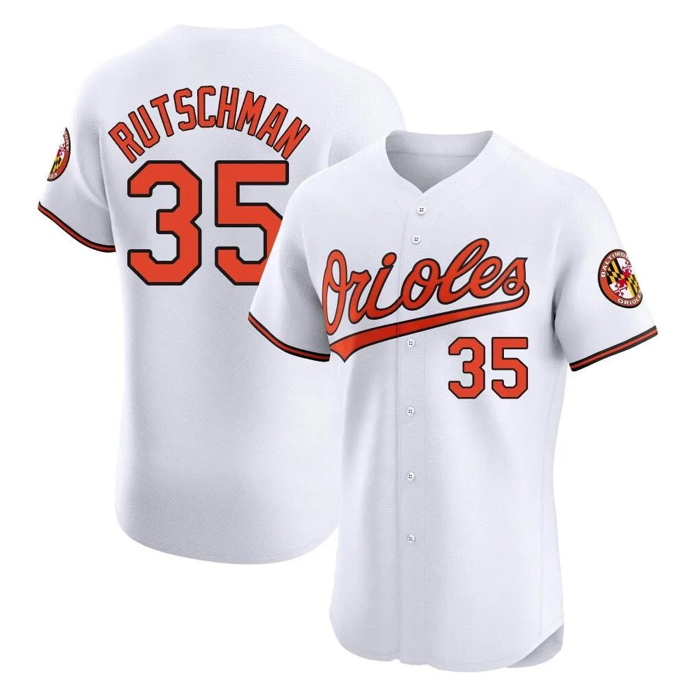 Punc B.Orioles #35 Adley Rutschman White Limited Elite Home Game Stitched Jerseys
