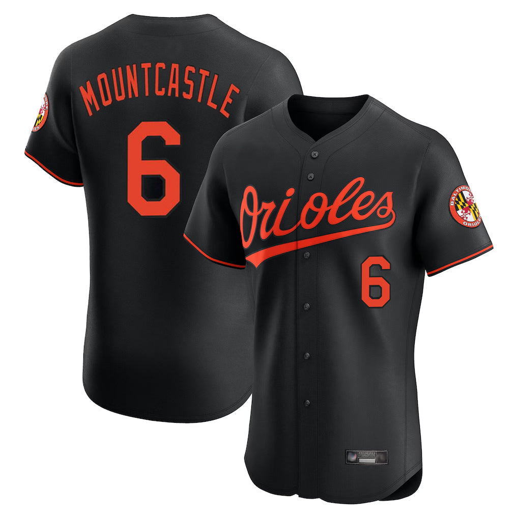 Punc B.Orioles #6 Ryan Mountcastle Player Black Limited Elite Home Game Stitched Jerseys