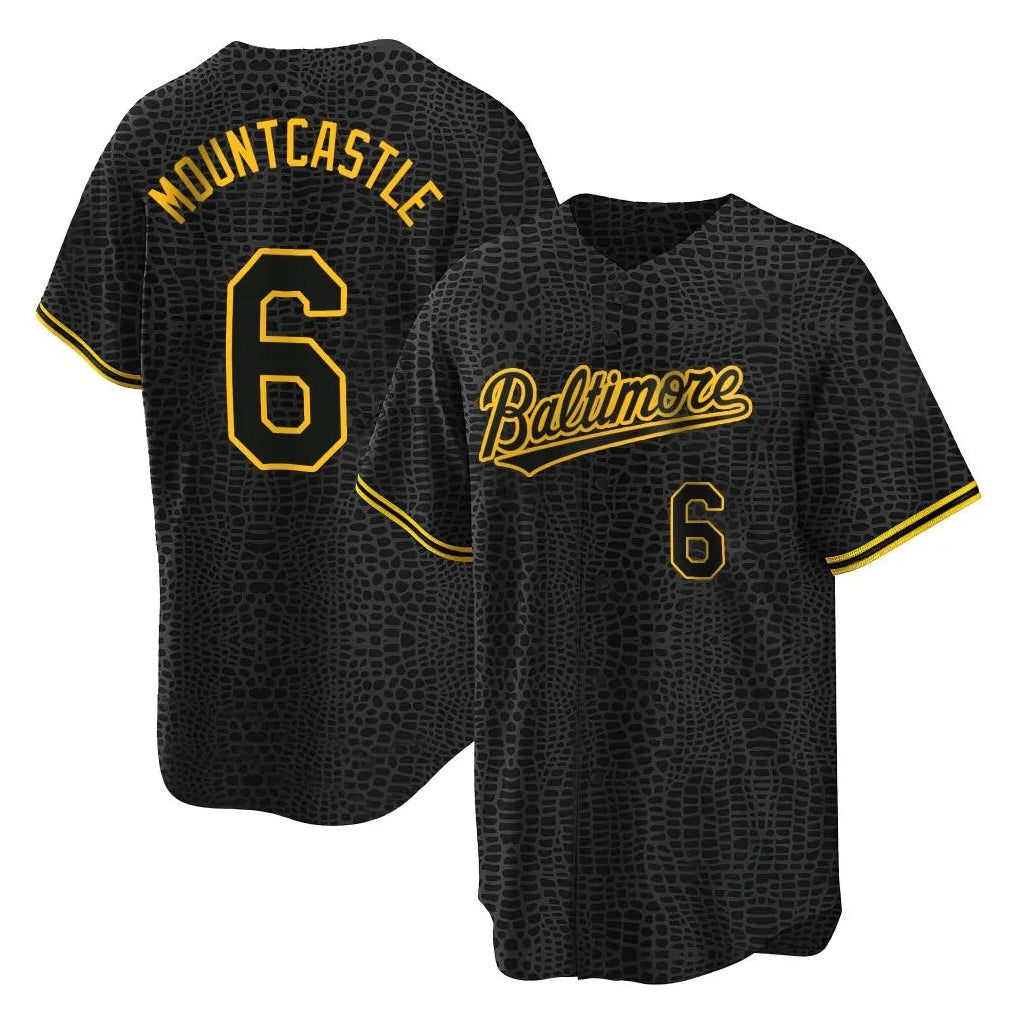 Punc B.Orioles #6 Ryan Mountcastle Player Black Snake Skin City Home Game Stitched Jerseys