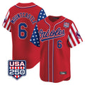 Punc B.Orioles #6 Ryan Mountcastle Player Red USA 250 Independence Day Vapor Premier Limited Home Game Stitched Jerseys
