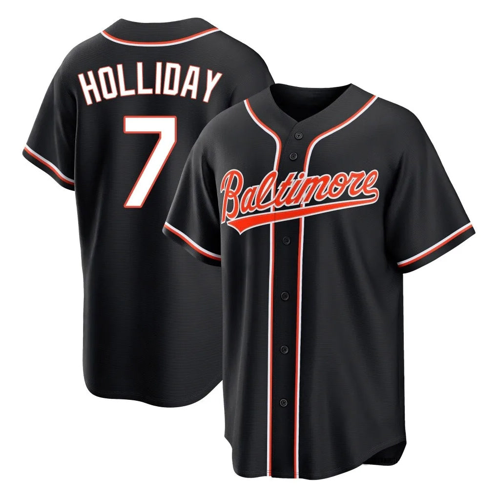 Punc B.Orioles #7 Jackson Holliday Player Black Out Home Game Stitched Jerseys