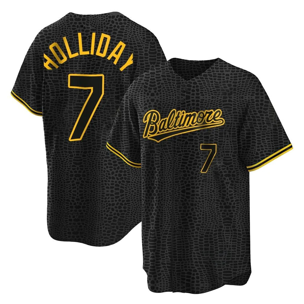 Punc B.Orioles #7 Jackson Holliday Player Black Snake Skin City Home Game Stitched Jerseys