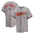 Punc B.Orioles #7 Jackson Holliday Player Gray USA 250 Fourth of July Home Game Stitched Jerseys