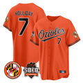 Punc B.Orioles #7 Jackson Holliday Player Orange 30th Anniversary of 2131 Home Game Stitched Jerseys