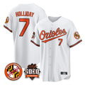 Punc B.Orioles #7 Jackson Holliday Player White 30th Anniversary of 2131 Home Game Stitched Jerseys