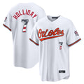 Punc B.Orioles #7 Jackson Holliday Player White USA 250 Fourth of July Home Game Stitched Jerseys