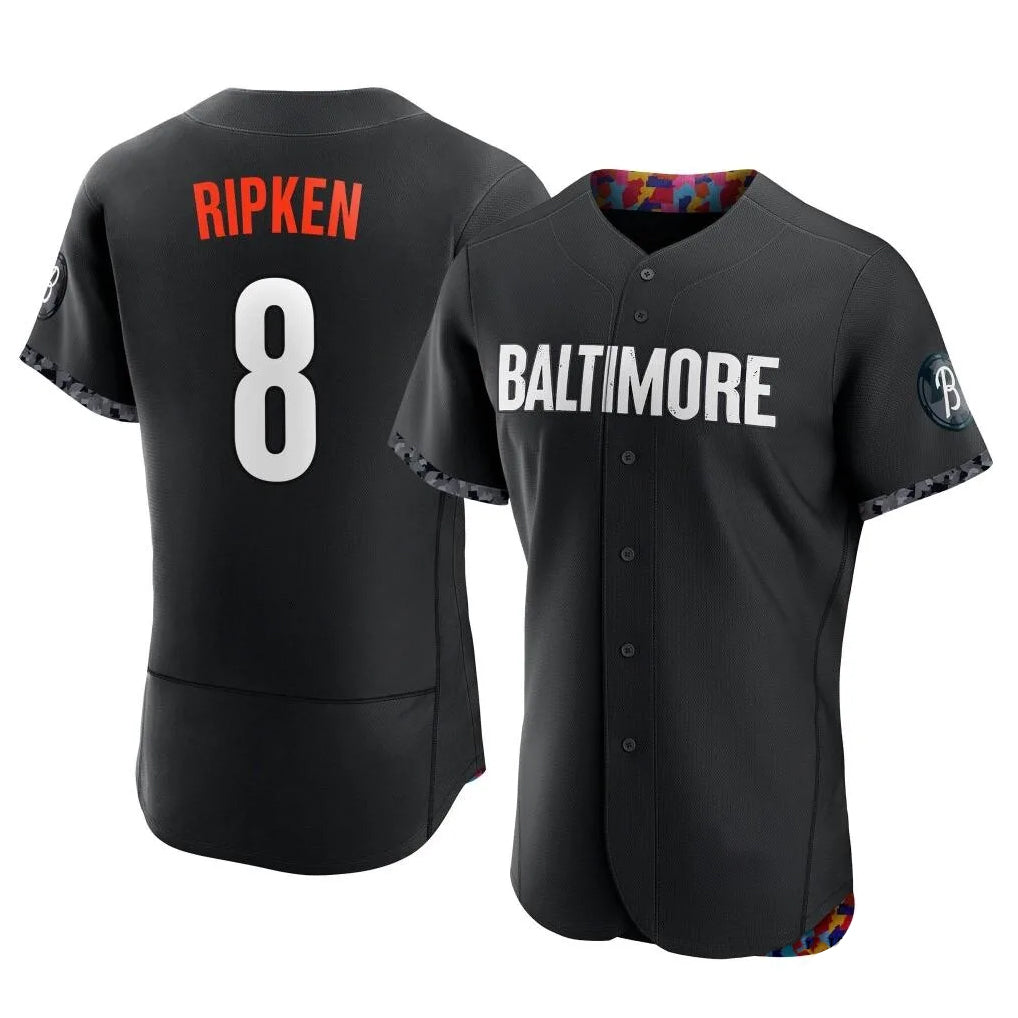 Punc B.Orioles #8 Cal Ripken Player Black City Connect Limited Elite Home Game Stitched Jerseys