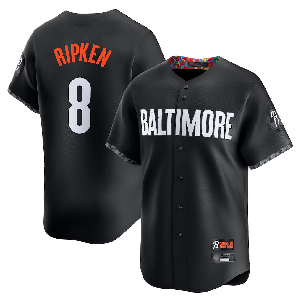 Punc B.Orioles #8 Cal Ripken Player Black City Connect Limited Home Game Stitched Jerseys