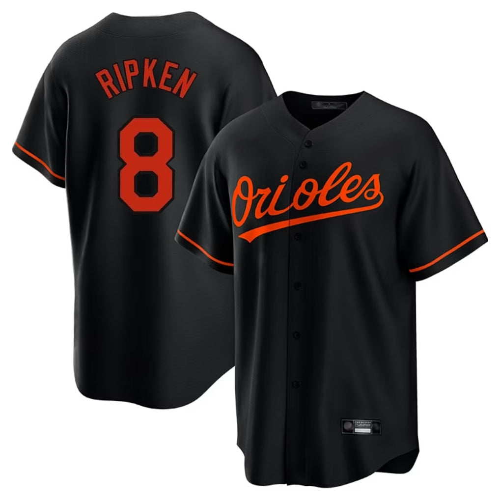 Punc B.Orioles #8 Cal Ripken Player Black Home Game Stitched Jerseys