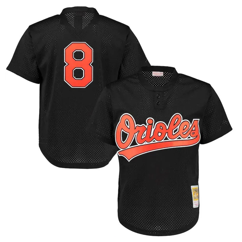 Punc B.Orioles #8 Cal Ripken Player Black Mitchell & Ness 1997 Cooperstown Mesh Game Stitched Jerseys