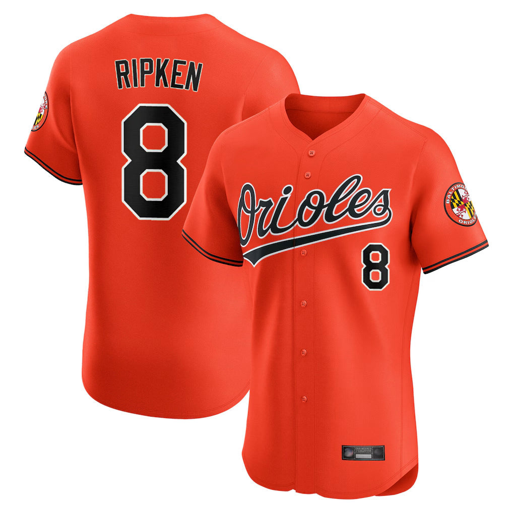 Punc B.Orioles #8 Cal Ripken Player Orange Limited Elite Home Game Stitched Jerseys