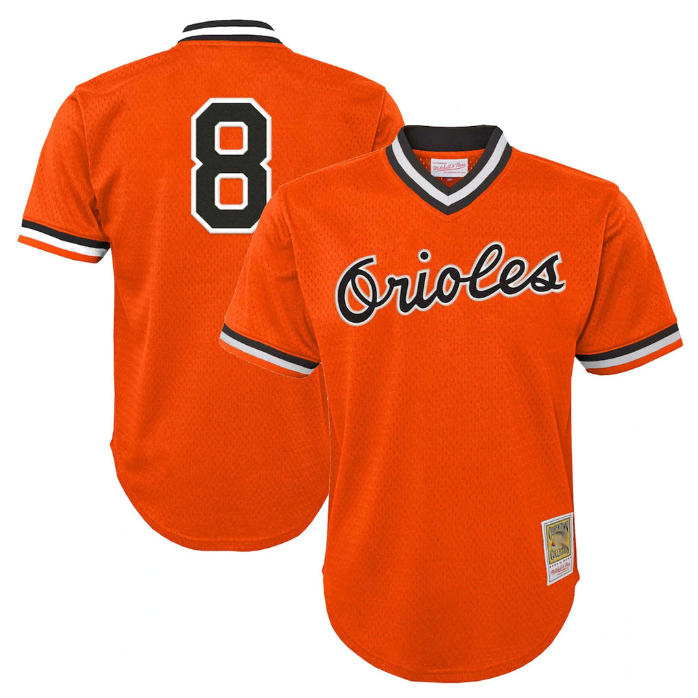 Punc B.Orioles #8 Cal Ripken Player Orange Mitchell & Ness Cooperstown Collection Mesh T-shirt Game Stitched Jerseys