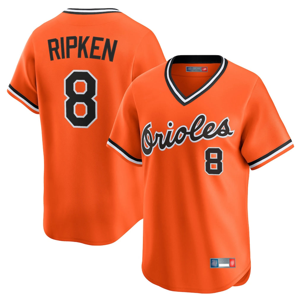 Punc B.Orioles #8 Cal Ripken Player Orange T-shirt Limited Home Game Stitched Jerseys