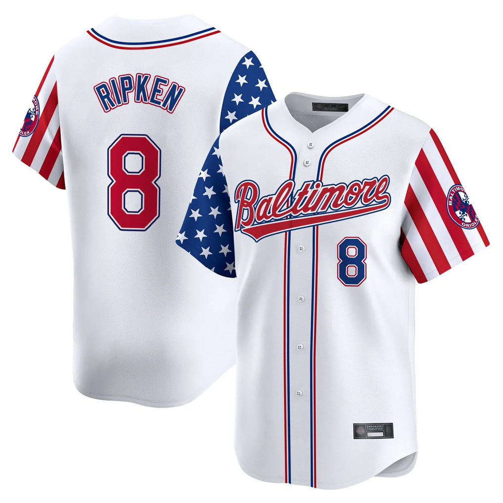 Punc B.Orioles #8 Cal Ripken Player White Independence Day Vapor Premier Limited Home Game Stitched Jerseys