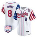 Punc B.Orioles #8 Cal Ripken Player White USA 250 Independence Day Vapor Premier Home Game Stitched Jerseys