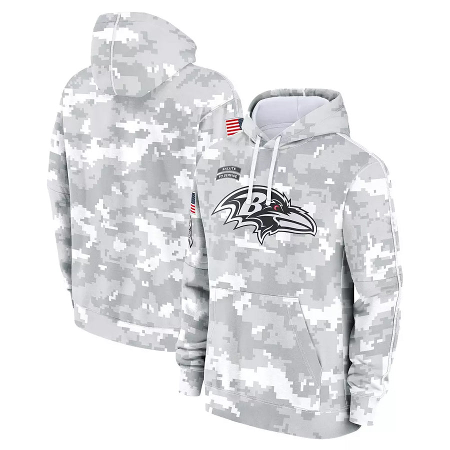 Punc B.Ravens Player Military Hoodie Arctic Camo Salute To Service Stitched Jerseys