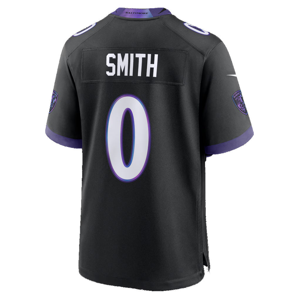 Punc B.Ravens #0 Roquan Smith Black Alternate Game Stitched Jerseys