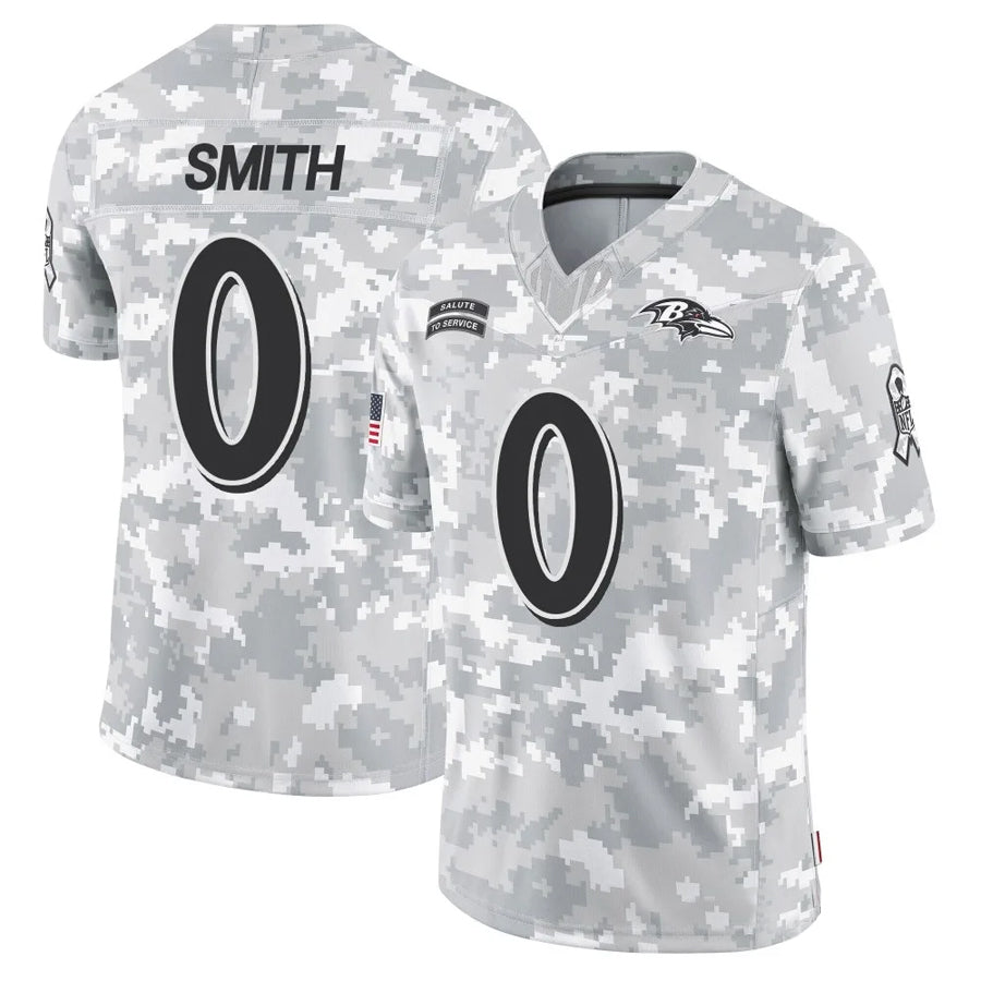 Punc B.Ravens #0 Roquan Smith Player Arctic Camo Salute to Service Limited Stitched Jerseys