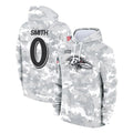 Punc B.Ravens #0 Roquan Smith Player Arctic Camo Salute to Service Pullover Hoodie Stitched Jerseys