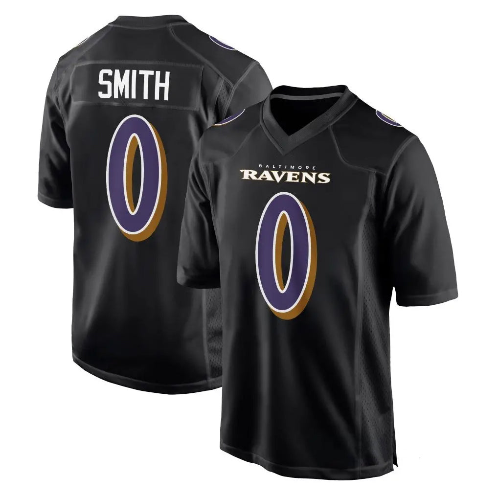 Punc B.Ravens #0 Roquan Smith Player Black Carbon Fashion Home Game Stitched Jerseys