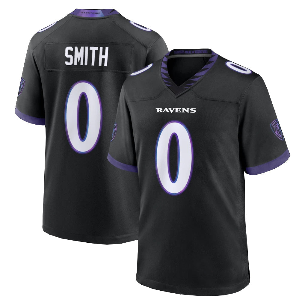 Punc B.Ravens #0 Roquan Smith Player Black Home Game Stitched Jerseys