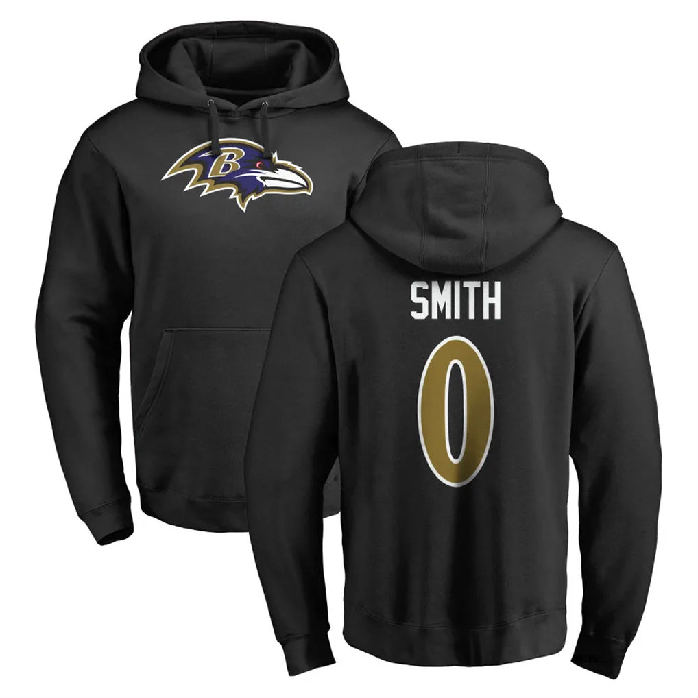 Punc B.Ravens #0 Roquan Smith Player Black Pullover Hoodie Stitched Jerseys