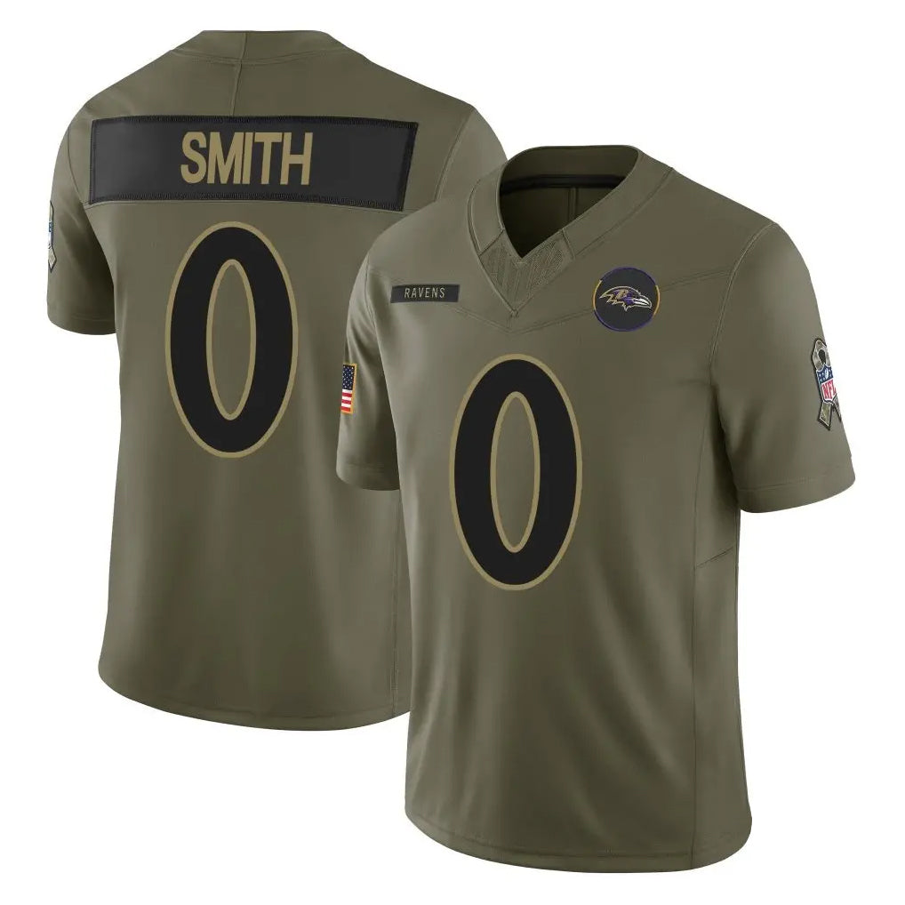 Punc B.Ravens #0 Roquan Smith Player Olive Salute To Service Limited Home Game Stitched Jerseys