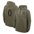 Punc B.Ravens #0 Roquan Smith Player Olive Salute to Service Hoodie Stitched Jerseys