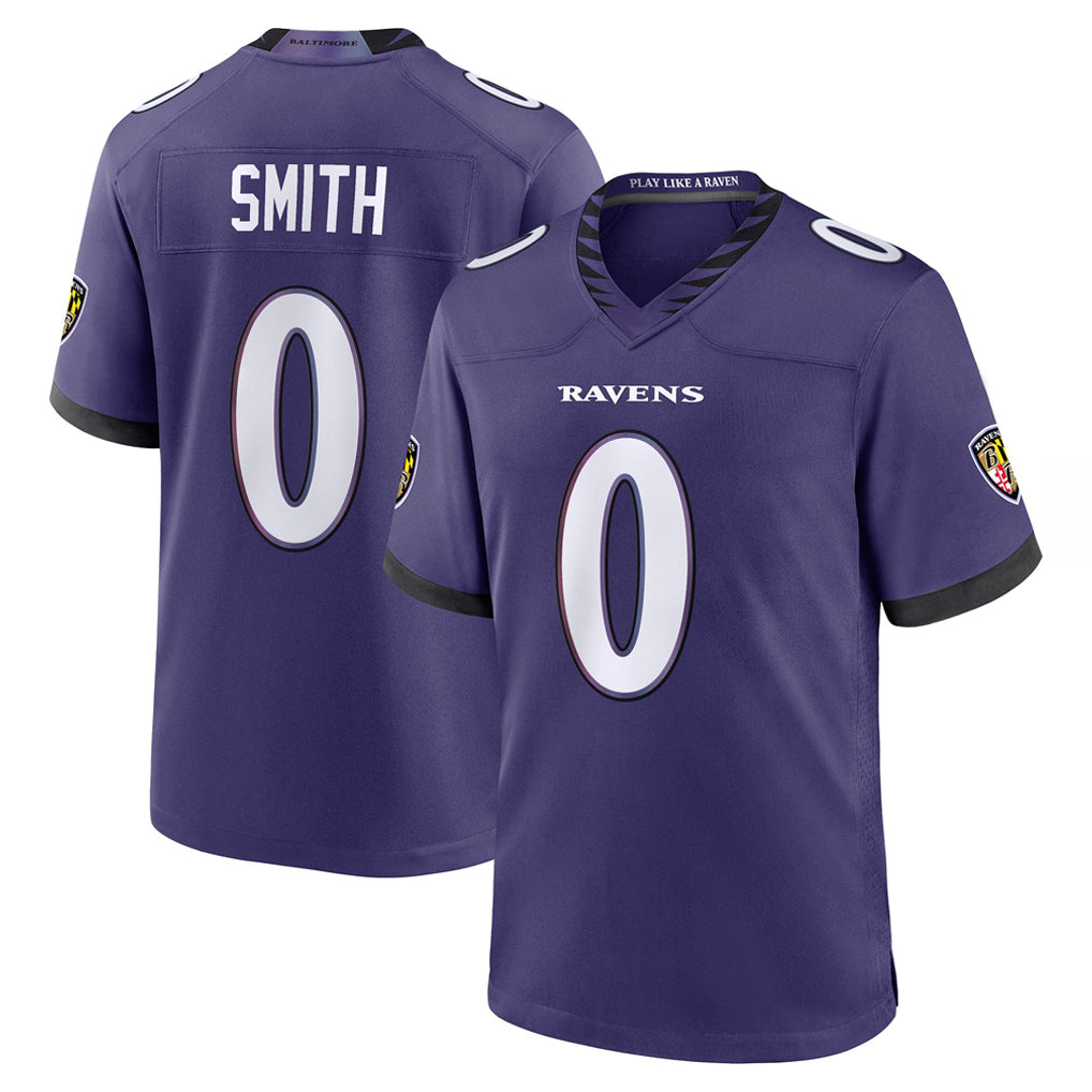 Punc B.Ravens #0 Roquan Smith Player Purple Home Game Stitched Jerseys