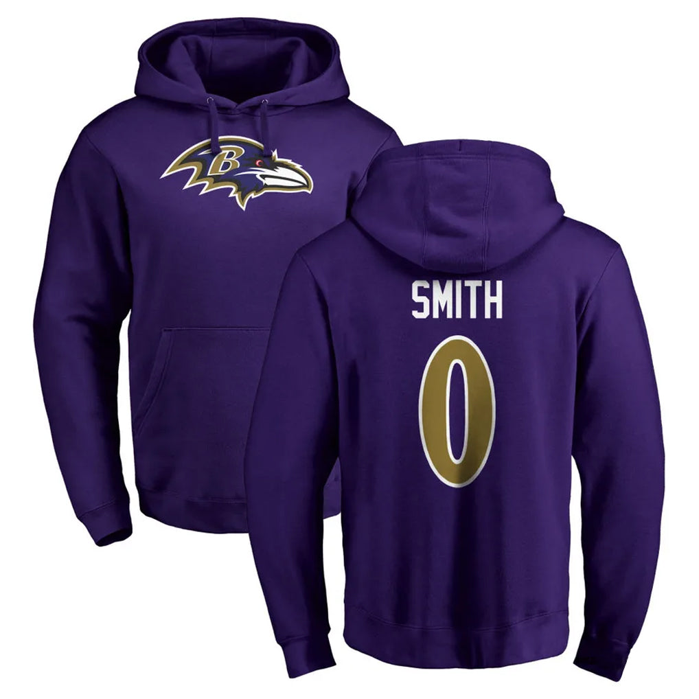 Punc B.Ravens #0 Roquan Smith Player Purple Salute to Service Pullover Hoodie Stitched Jerseys