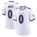 Punc B.Ravens #0 Roquan Smith Player White Purple Home Game Stitched Jerseys
