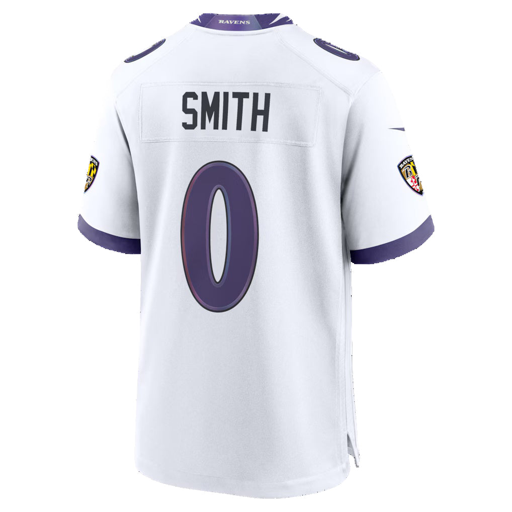 Punc B.Ravens #0 Roquan Smith White Game Stitched Jerseys