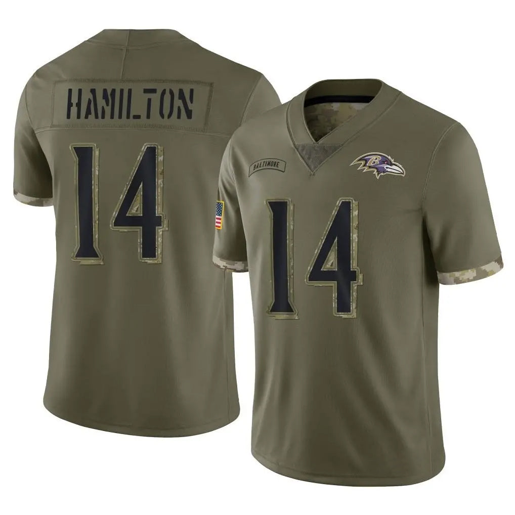 Punc B.Ravens #14 Kyle Hamilton Player Olive Salute To Service Game Stitched Jerseys