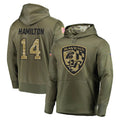 Punc B.Ravens #14 Kyle Hamilton Player Olive Salute to Service Pullover Hoodie Stitched Jerseys