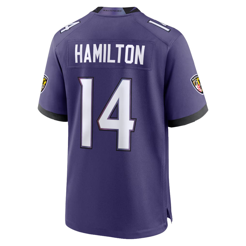 Punc B.Ravens #14 Kyle Hamilton Player Purple Home Game Stitched Jerseys