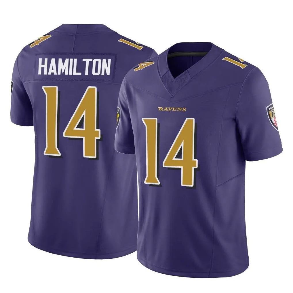 Punc B.Ravens #14 Kyle Hamilton Player Purple Vapor F.U.S.E. Limited Home Game Stitched Jerseys