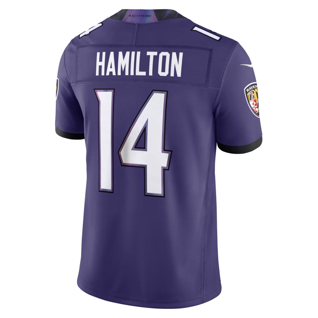 Punc B.Ravens #14 Kyle Hamilton Purple Team Vapor F.U.S.E. Stitched Limited Jerseys