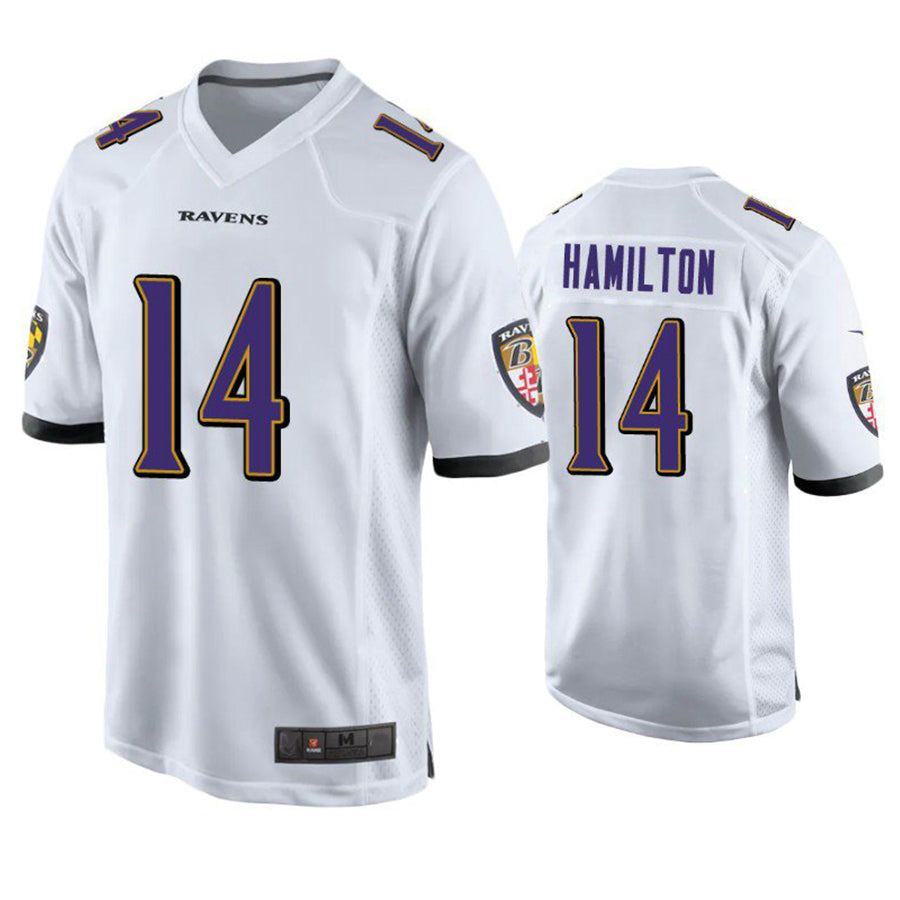 Punc B.Ravens #14 Kyle Hamilton Player White Home Game Stitched Jerseys
