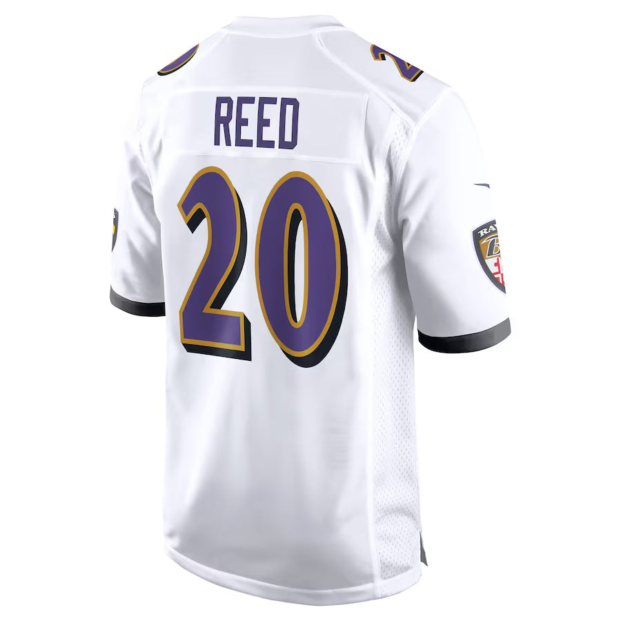 Punc B.Ravens #20 Ed Reed Player White Game Home Stitched Jerseys