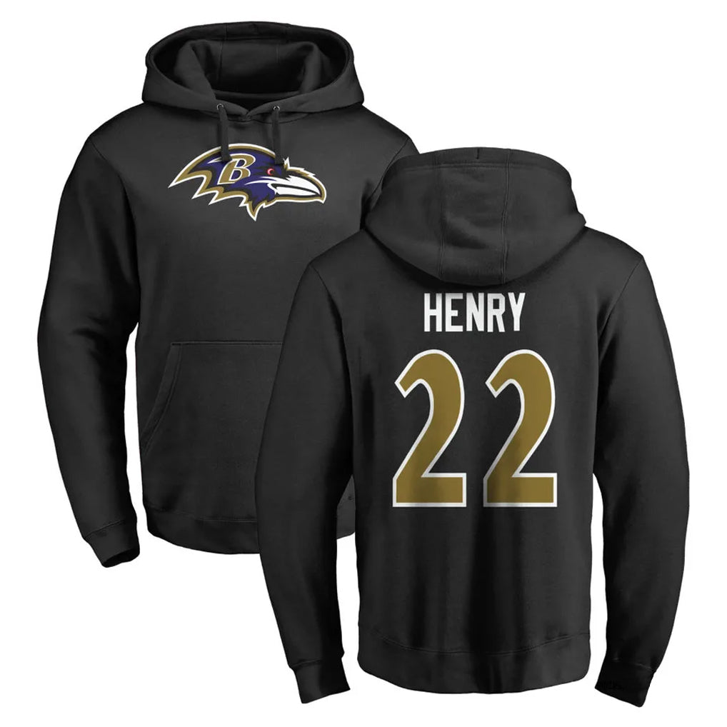 Punc B.Ravens #22 Derrick Henry Player Black Pullover Hoodie Stitched Jerseys
