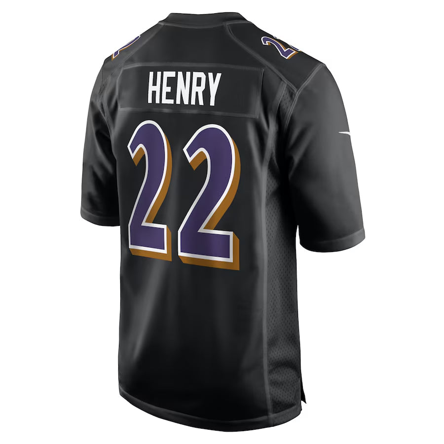 Punc B.Ravens #22 Derrick Henry Player Carbon Black Fashion Home Game Stitched Jerseys