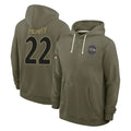 Punc B.Ravens #22 Derrick Henry Player Olive Salute to Service Hoodie Stitched Jerseys