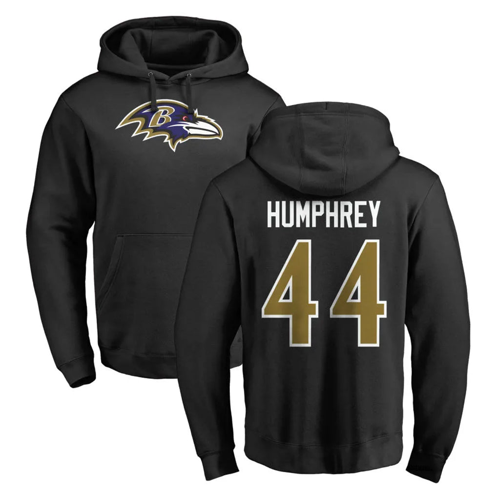 Punc B.Ravens #44 Marlon Humphrey Player Black Pullover Hoodie Stitched Jerseys