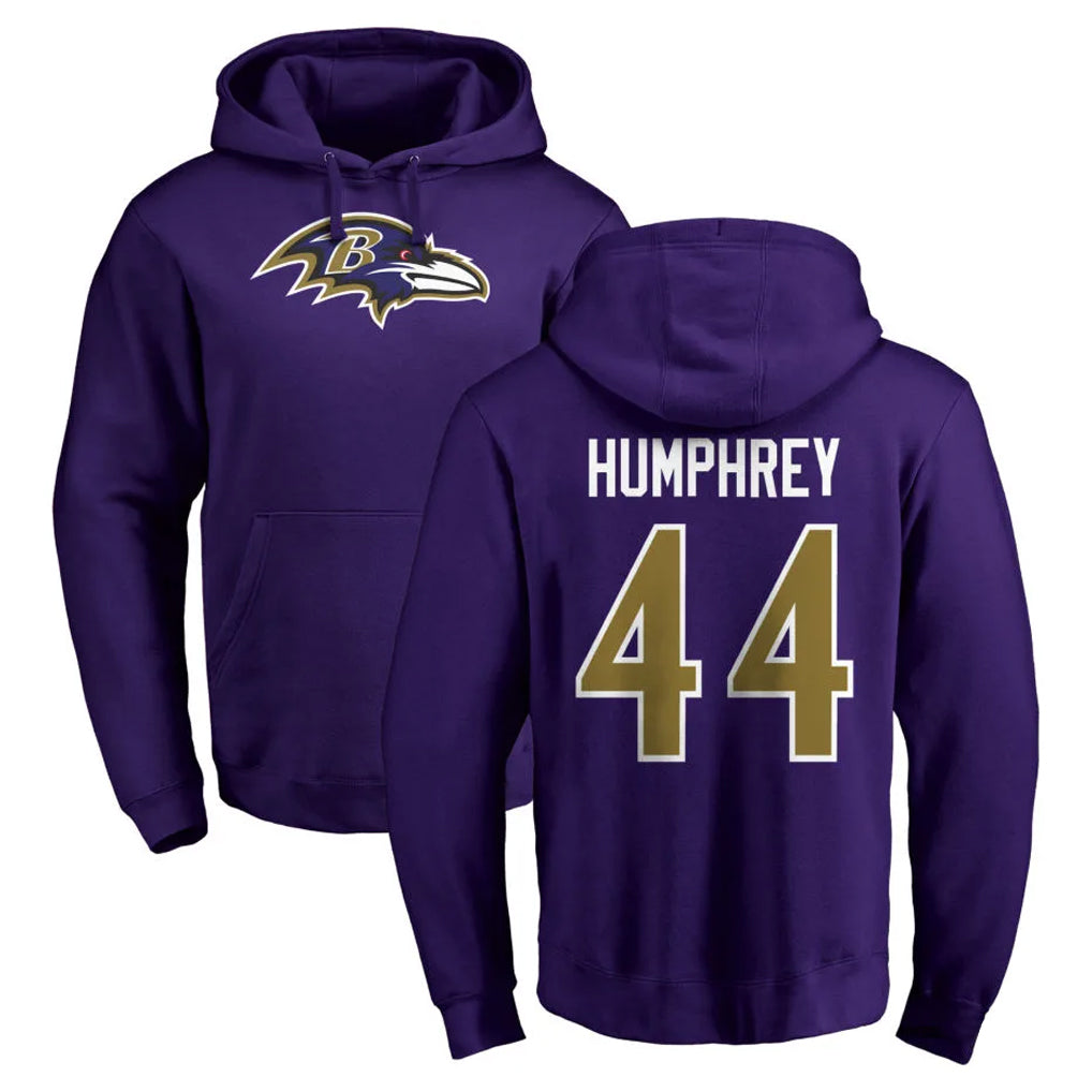 Punc B.Ravens #44 Marlon Humphrey Player Purple Salute to Service Pullover Hoodie Stitched Jerseys