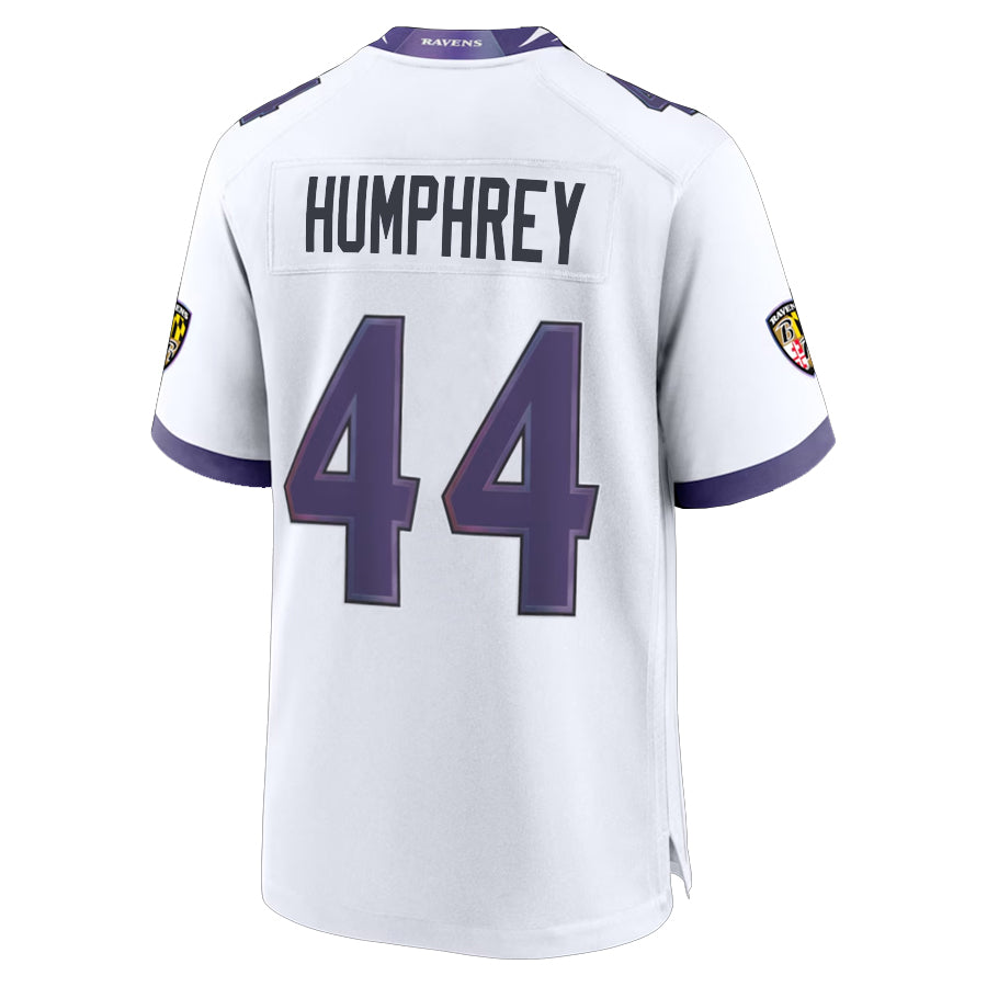 Punc B.Ravens #44 Marlon Humphrey Player White Home Game Stitched Jerseys
