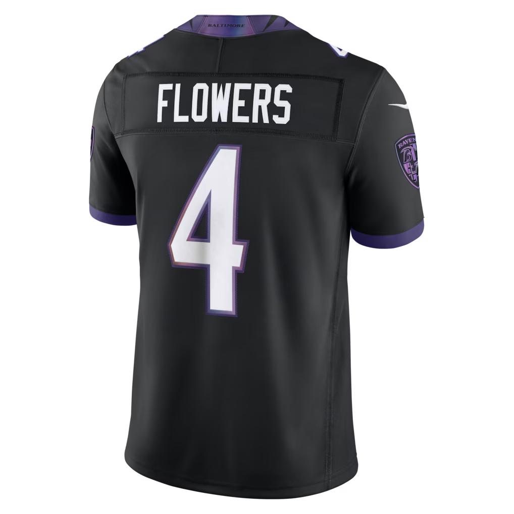 Punc B.Ravens #4 Zay Flowers Black Alternate Alternate Vapor F.U.S.E. Stitched Limited Jerseys